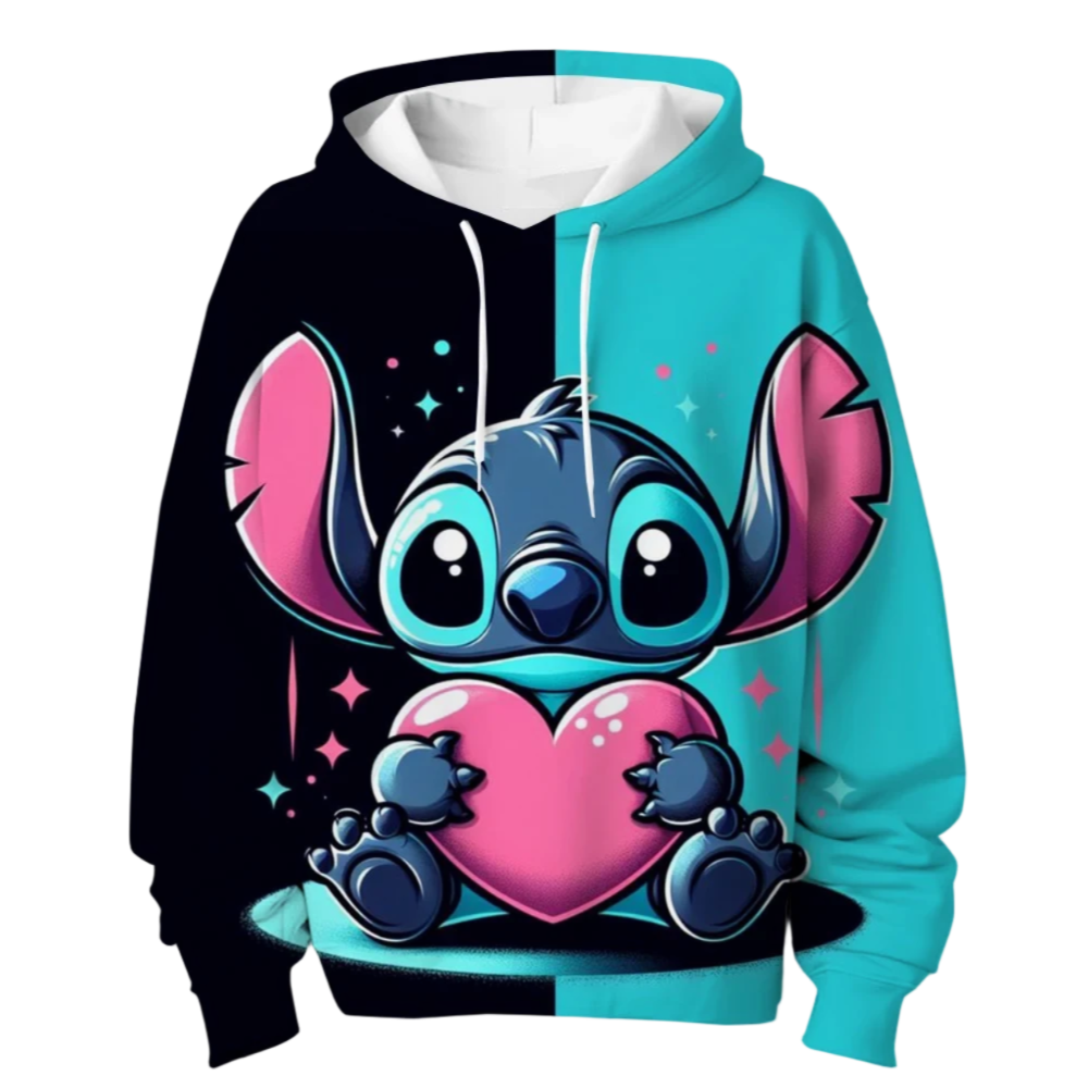Kawaii Cartoon Stitch With Heart Sweatshirt