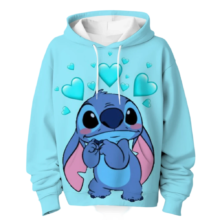 Kawaii Cartoon Stitch With Blue Heart Sweatshirt Kawaii Cartoon Stitch With Blue Heart Sweatshirt