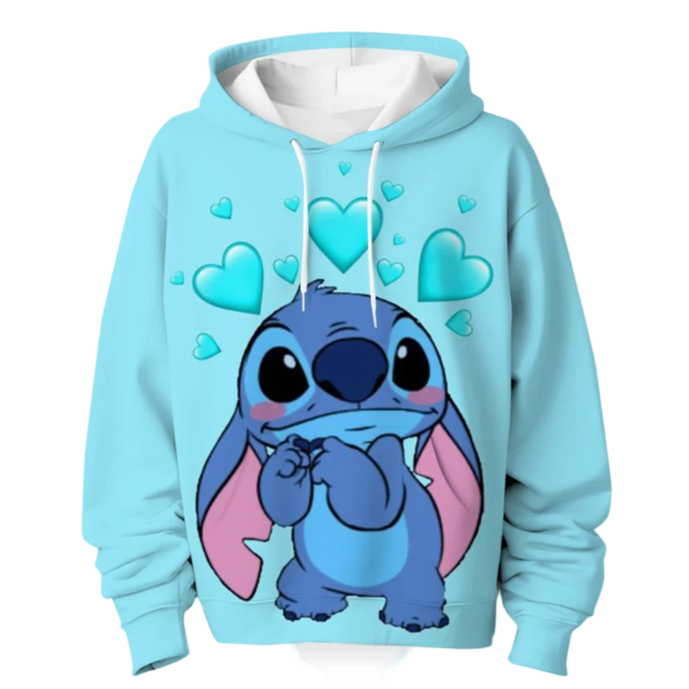 Kawaii Cartoon Stitch With Blue Heart Sweatshirt