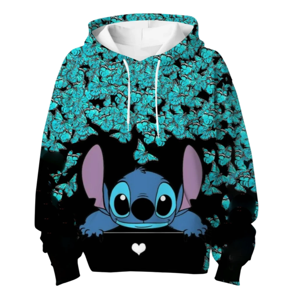 Kawaii Cartoon Stitch With Butterfly Sweatshirt