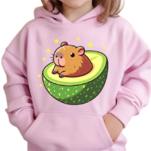 Kawaii Cartoon Capybara Avocado 3D Printed Pink Hoodie Kawaii Cartoon Capybara Avocado 3D Printed Pink Hoodie