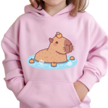 Kawaii Cartoon Capybara With Orange On Head 3D Printed Pink Hoodie Kawaii Cartoon Capybara With Orange On Head 3D Printed Pink Hoodie