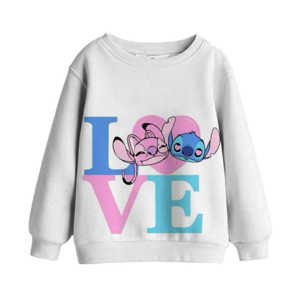 Kawaii Cartoon Stitch And Angel Love Short Hoodie