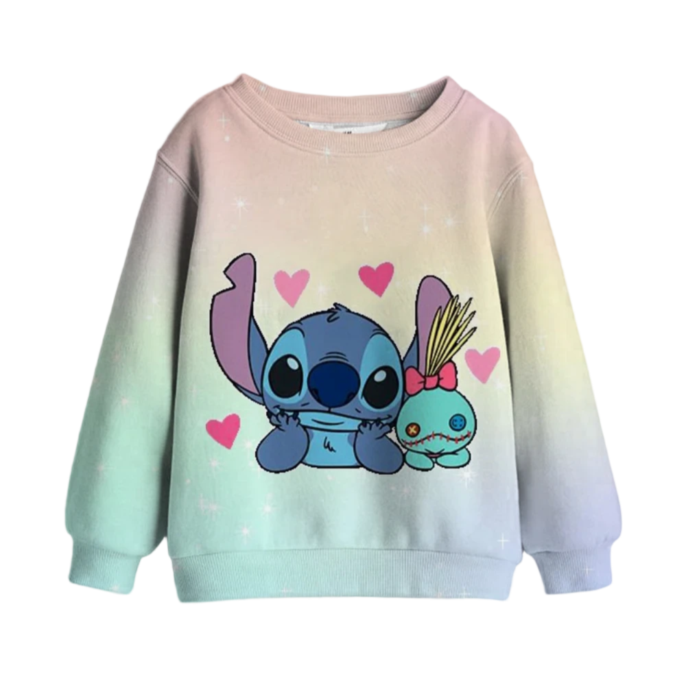 Kawaii Cartoon Stitch And Scrump Short Hoodie