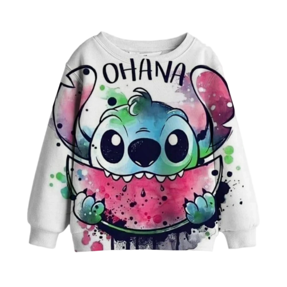 Kawaii Cartoon Stitch With Watermelon Short Hoodie