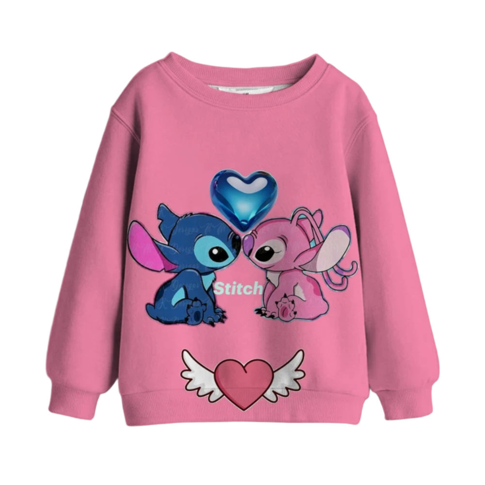 Kawaii Cartoon Stitch And Angel With Heart Short Hoodie Kawaii Cartoon Stitch And Angel With Heart Short Hoodie