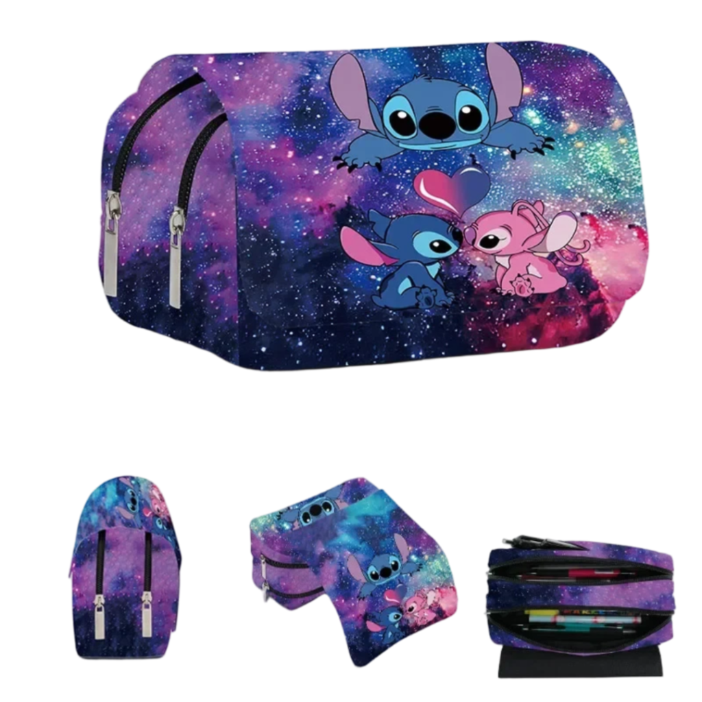 Kawaii Cartoon Stitch With Angel Love Printed Pencil Case
