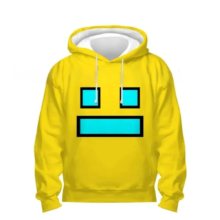 Kawaii Cartoon Geometry Dash Yellow Hoodie Kawaii Cartoon Geometry Dash Yellow Hoodie