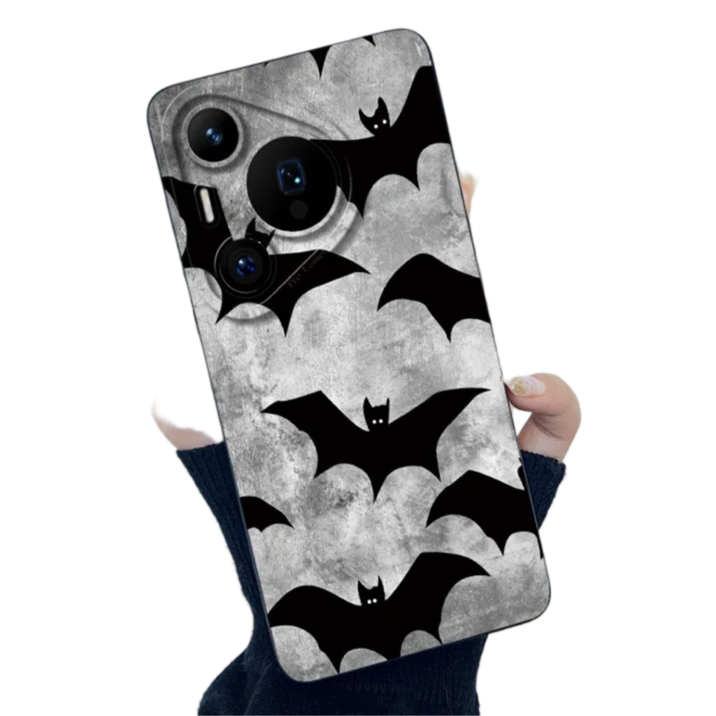 Kawaii Black Bat Pattern Phone Case For Huawei Pura