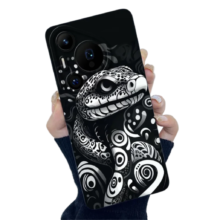 Kawaii Black And White Snake Phone Case For Huawei Pura Kawaii Black And White Snake Phone Case For Huawei Pura