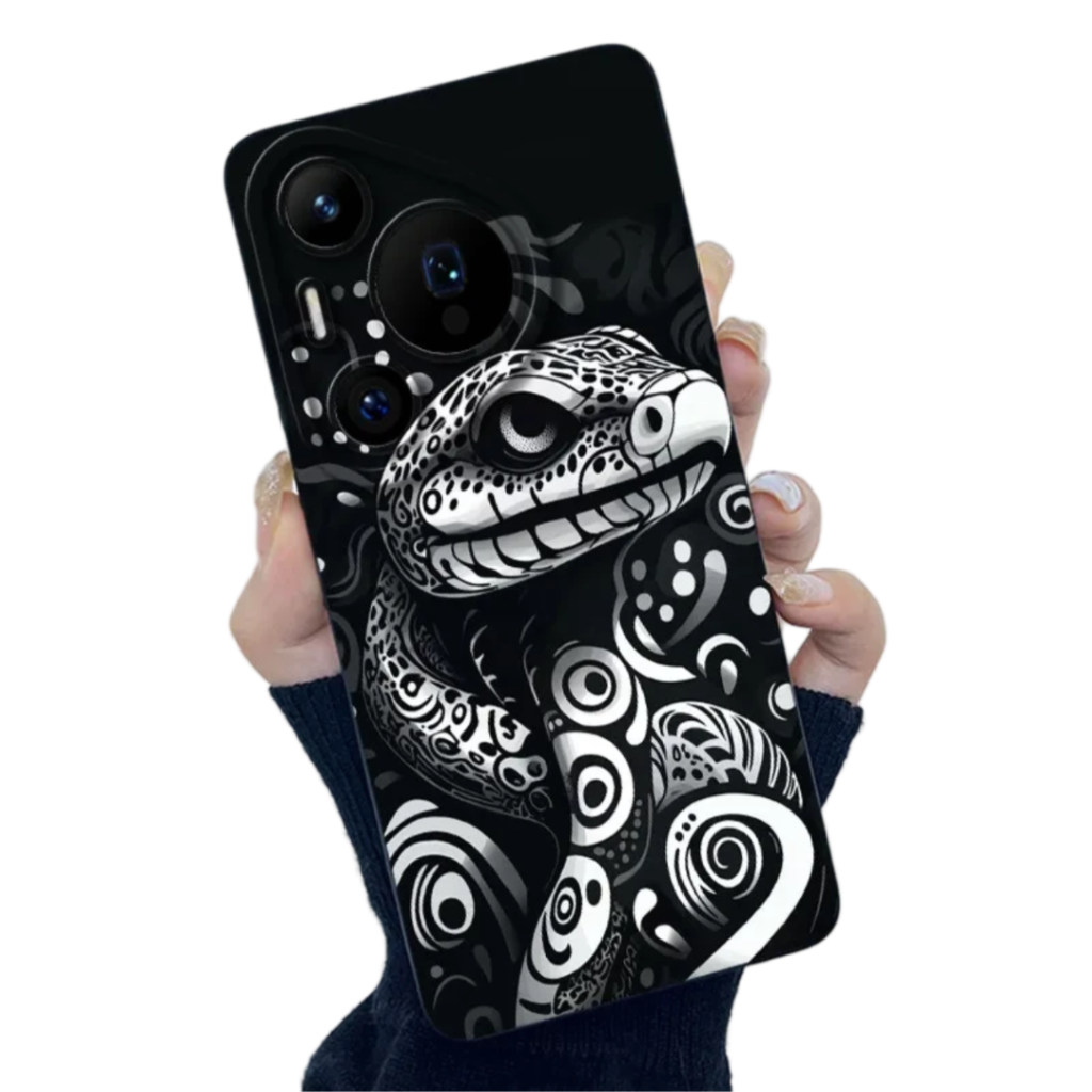 Kawaii Black And White Snake Phone Case For Huawei Pura
