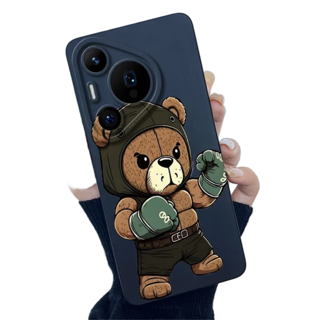 Kawaii Cartoon Bear With Boxing Gloves Phone Case For Huawei Pura