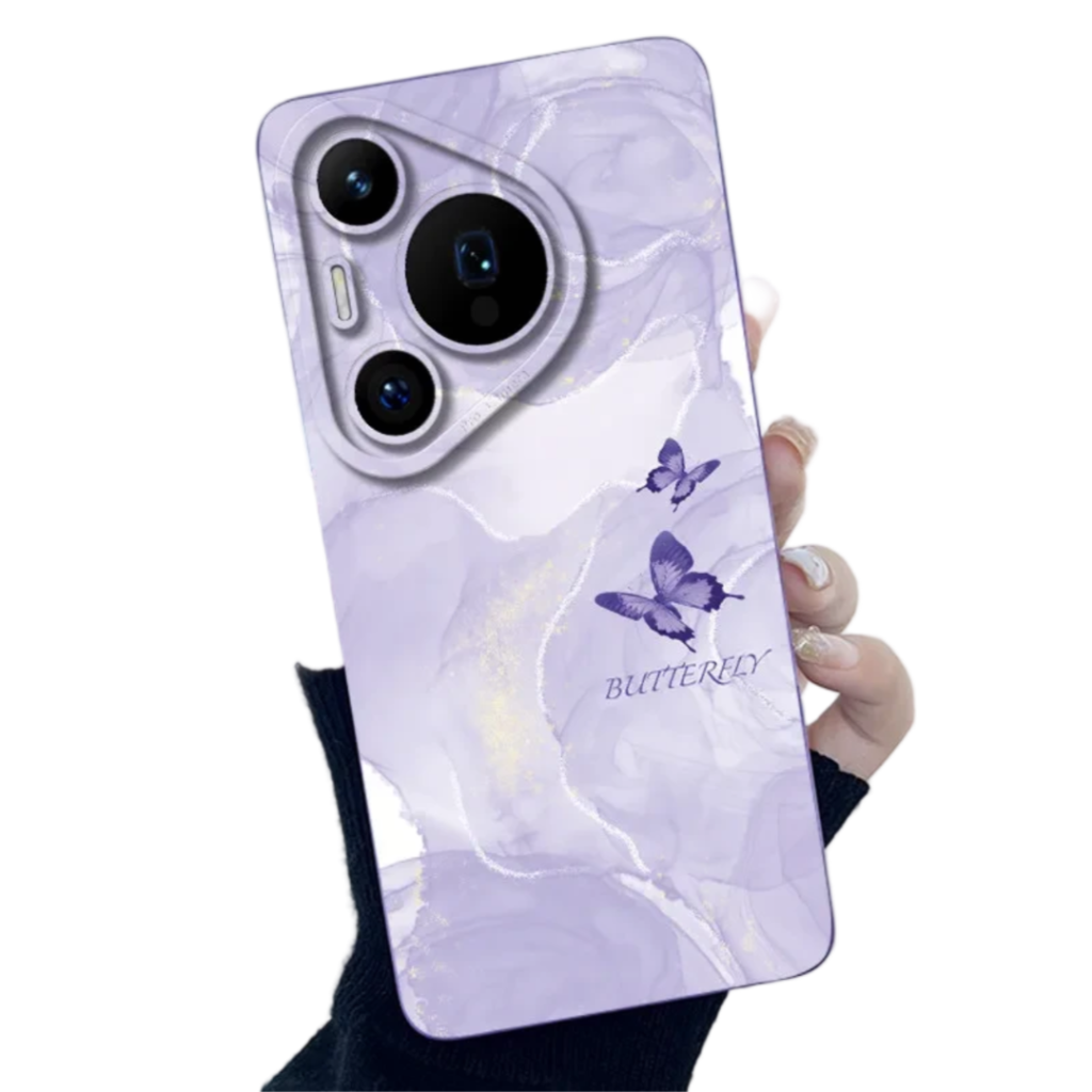 Kawaii Purple Butterfly Phone Case For Huawei Pura