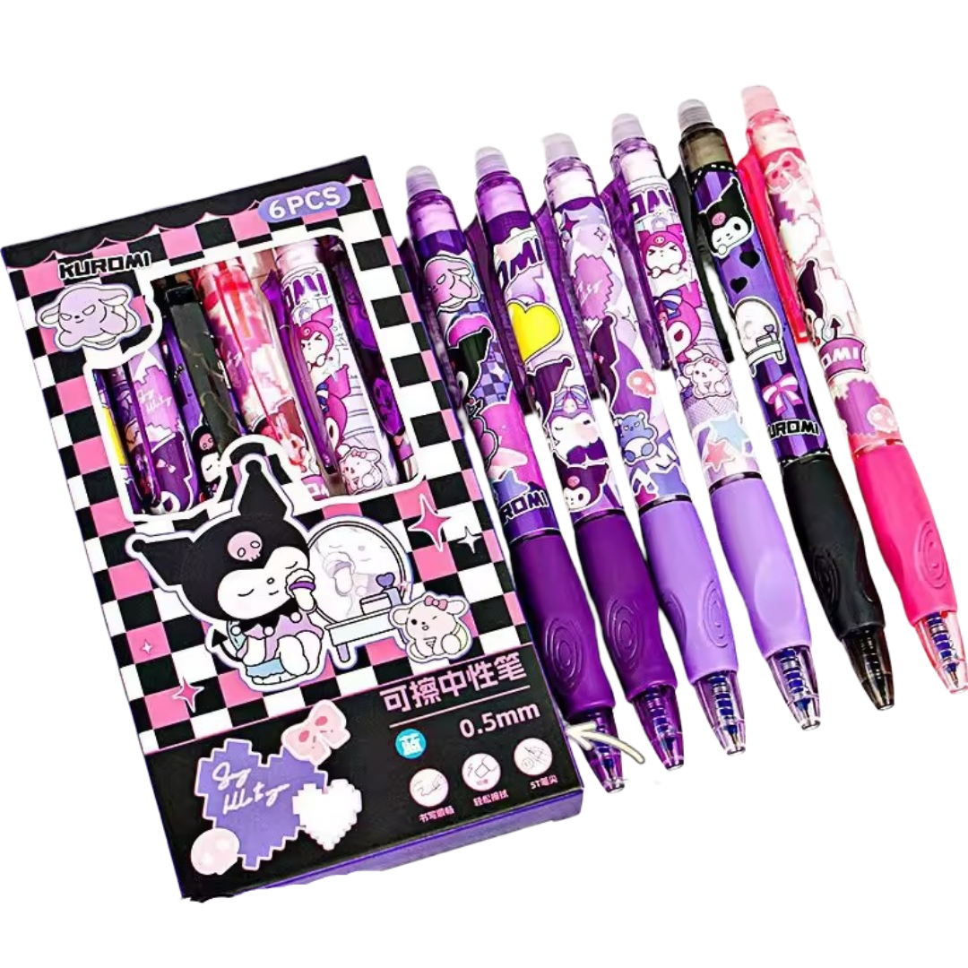 6Pcs/Set Kawaii Anime Sanrio Kuromi Ballpoint Pen