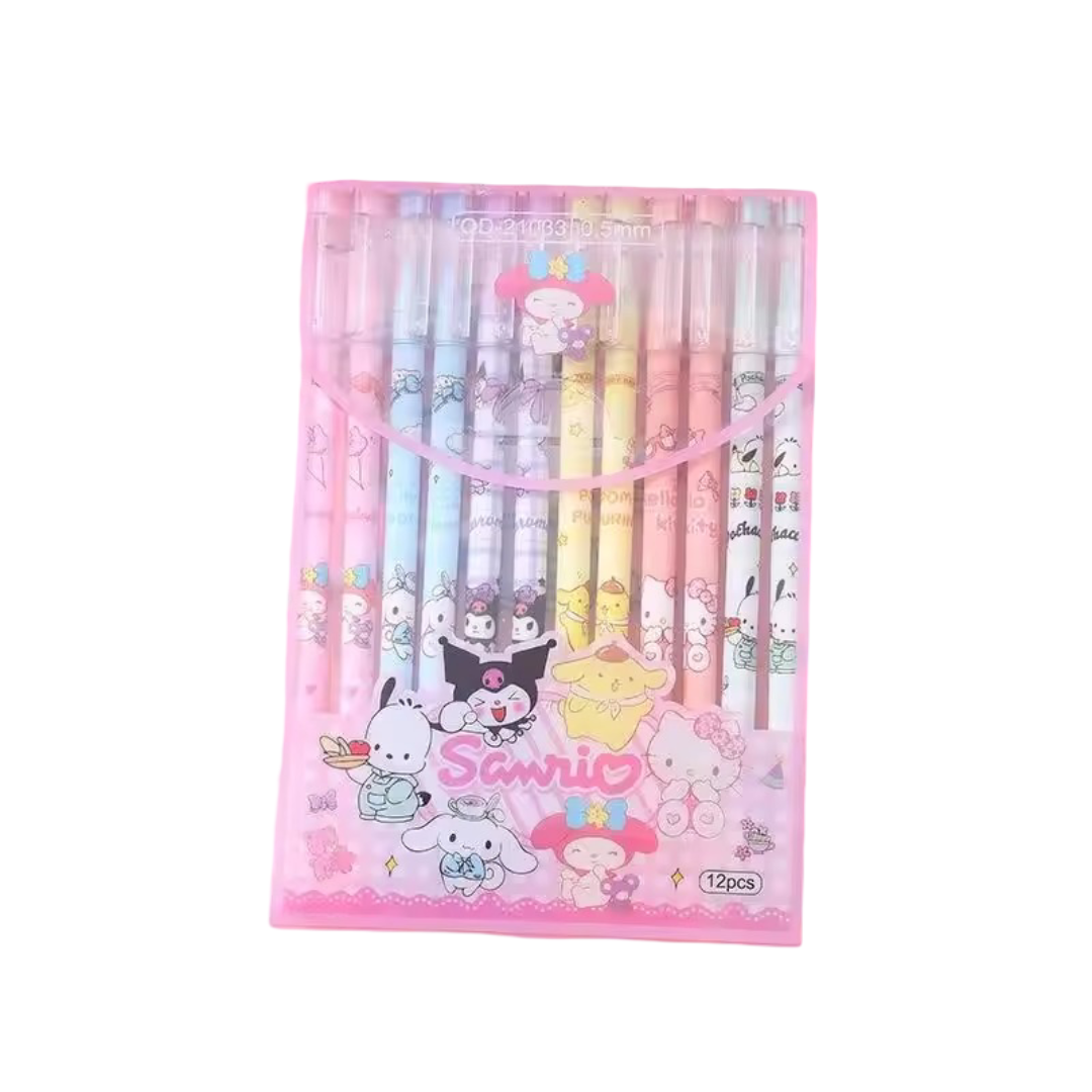 12Pcs Kawaii Anime Sanrio Character Gel Pen
