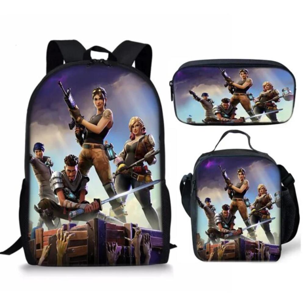 3Pcs Kawaii Anime Fortnite Battle Royale Character Backpack