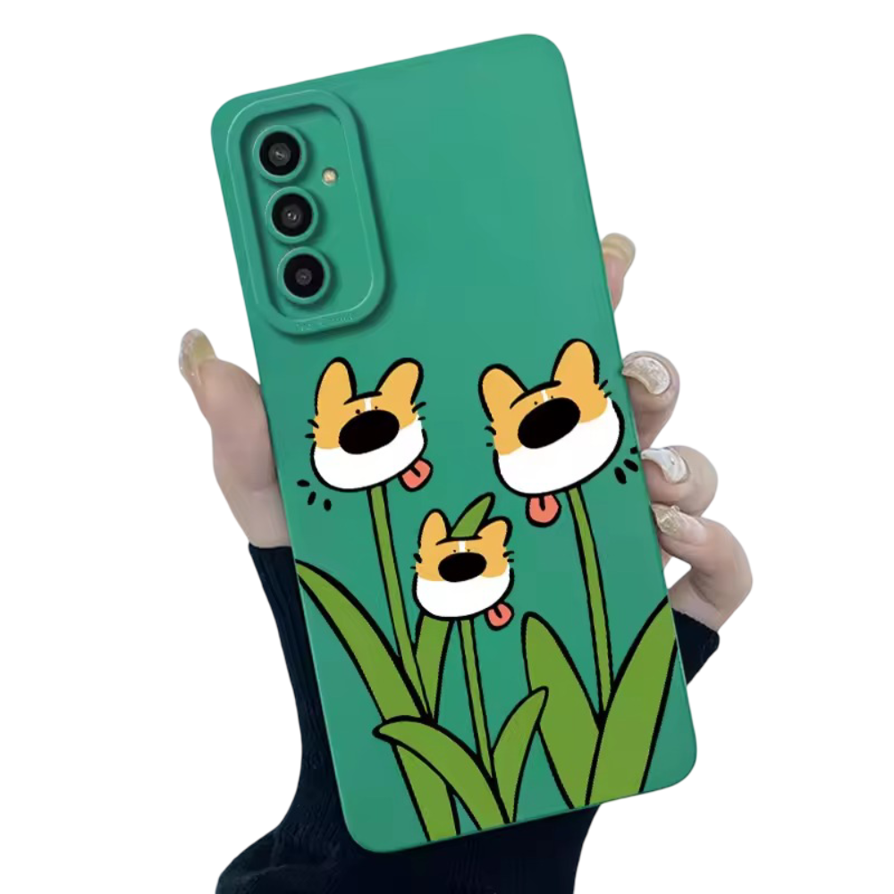 Kawaii Corgi Dog Pattern Sunflower Phone Case For Samsung Galaxy