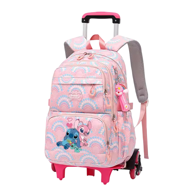 Kawaii Stitch Angel And Scrump Rolling School Bag