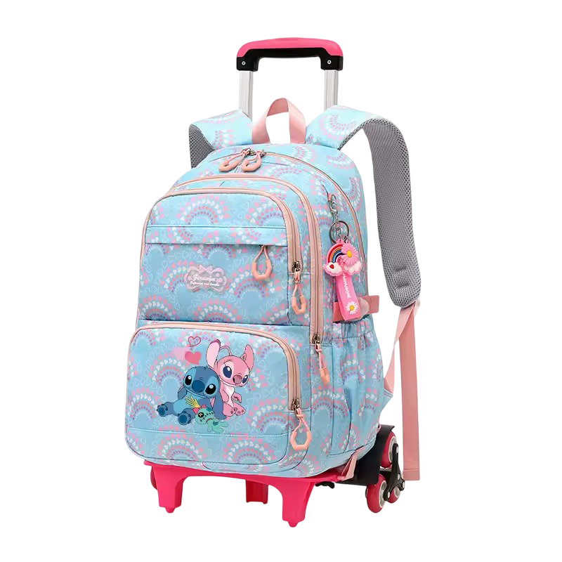 Kawaii Stitch Angel And Scrump Rolling School Bag