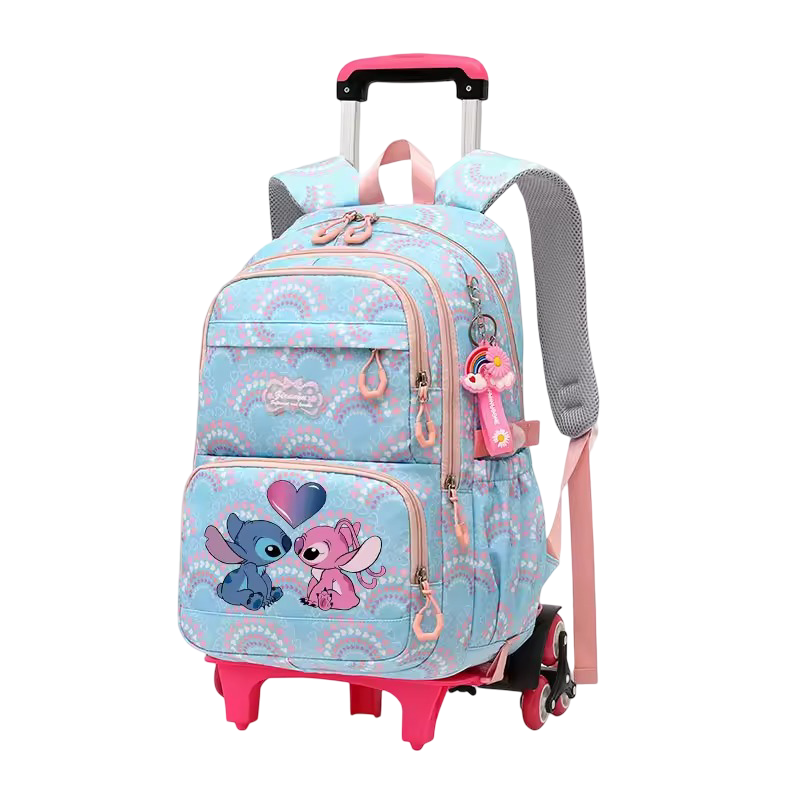 Kawaii Stitch And Angel Rolling Waterproof Backpack 