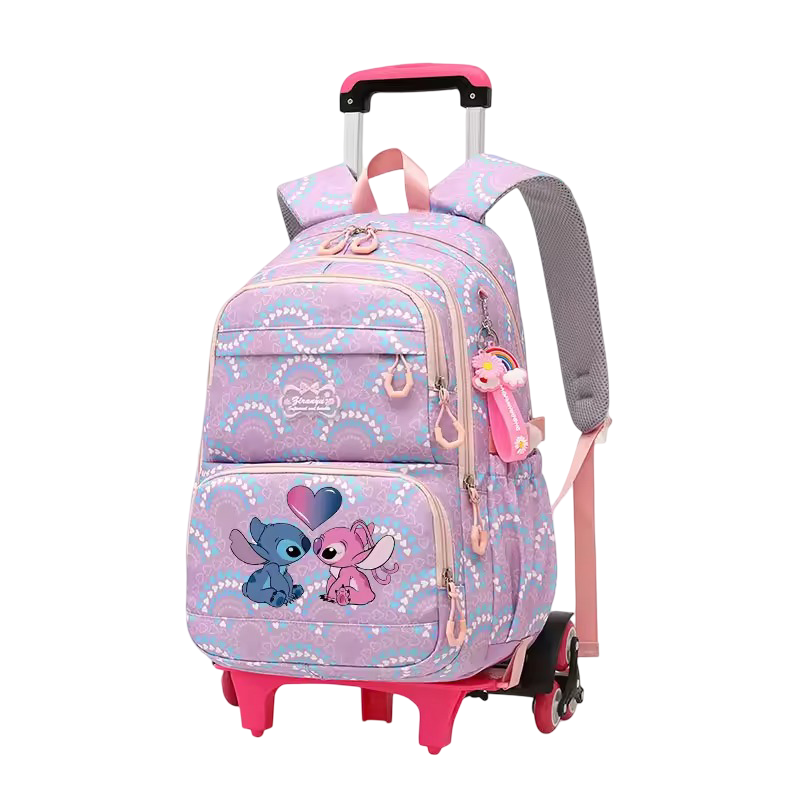 Kawaii Stitch And Angel Rolling Waterproof Backpack 