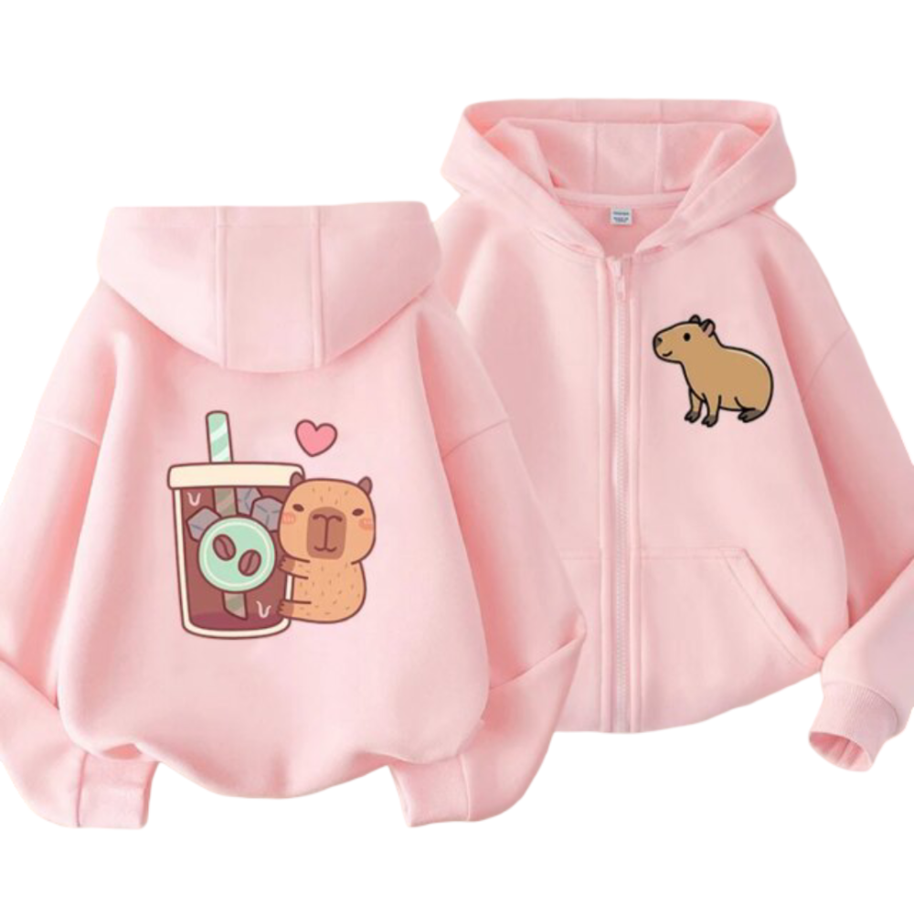 Kawaii Capybara Zip Up Hoodie