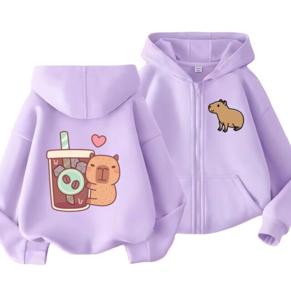 Kawaii Capybara Zip Up Hoodie