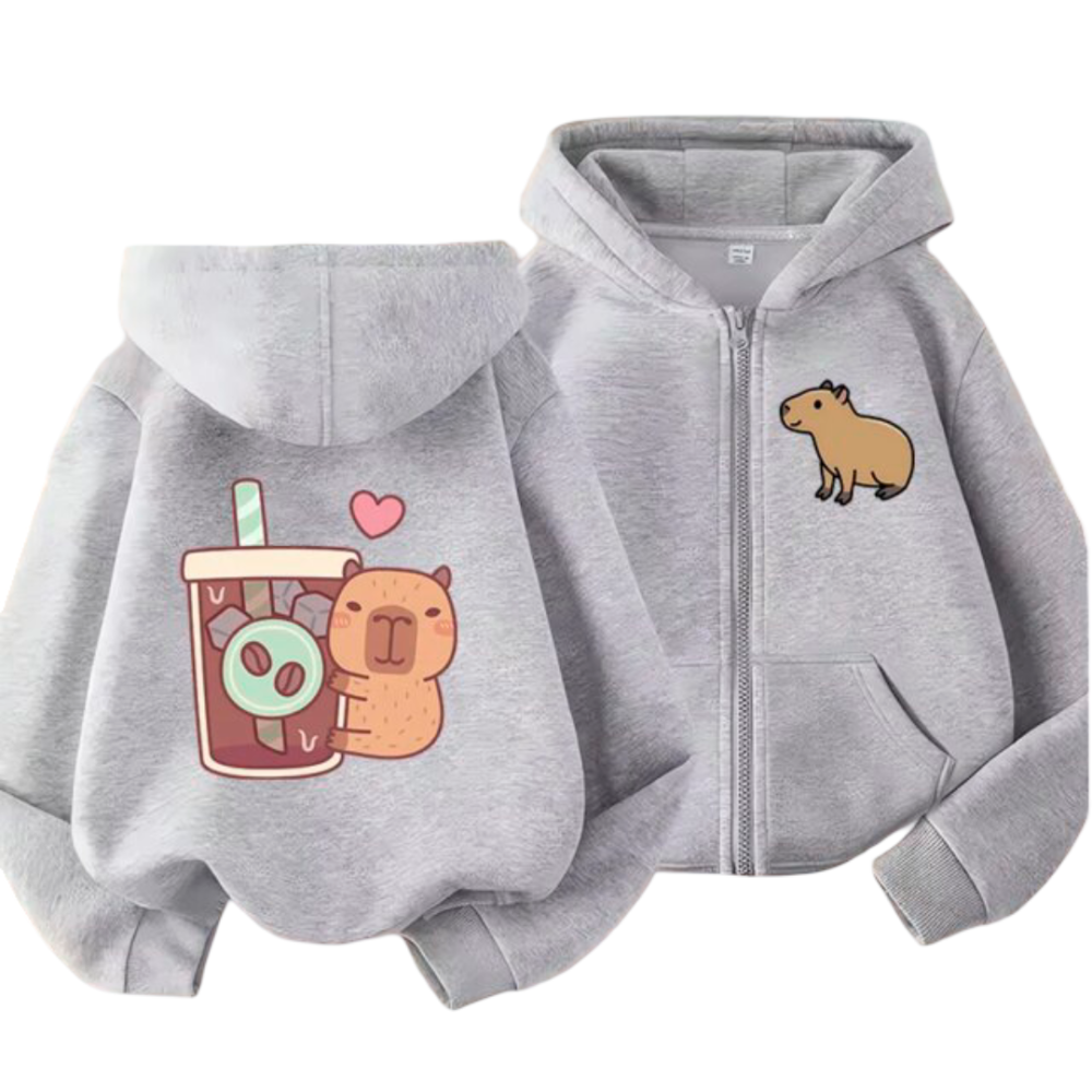 Kawaii Capybara Zip Up Hoodie