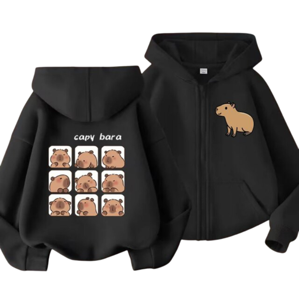 Kawaii Anime Capybara Zipper Sweatshirt
