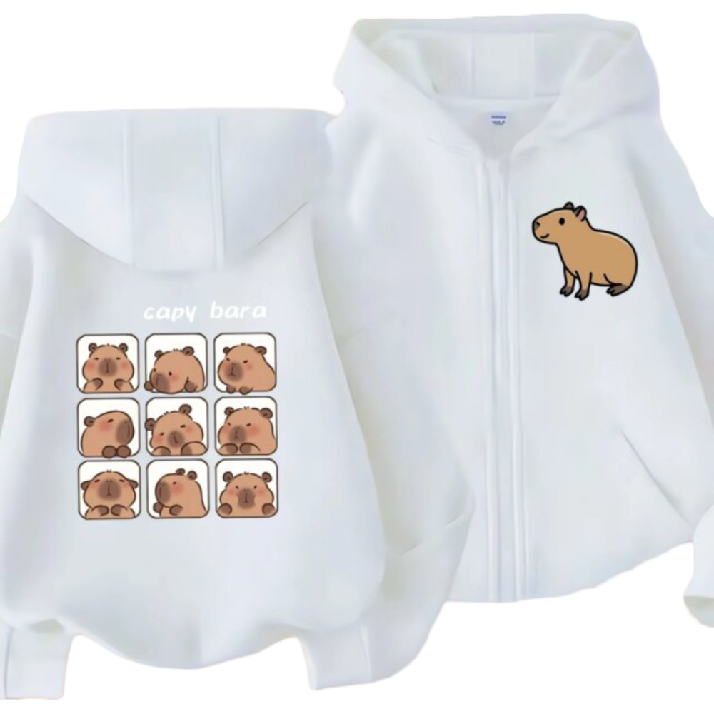 Kawaii Anime Capybara Zipper Sweatshirt