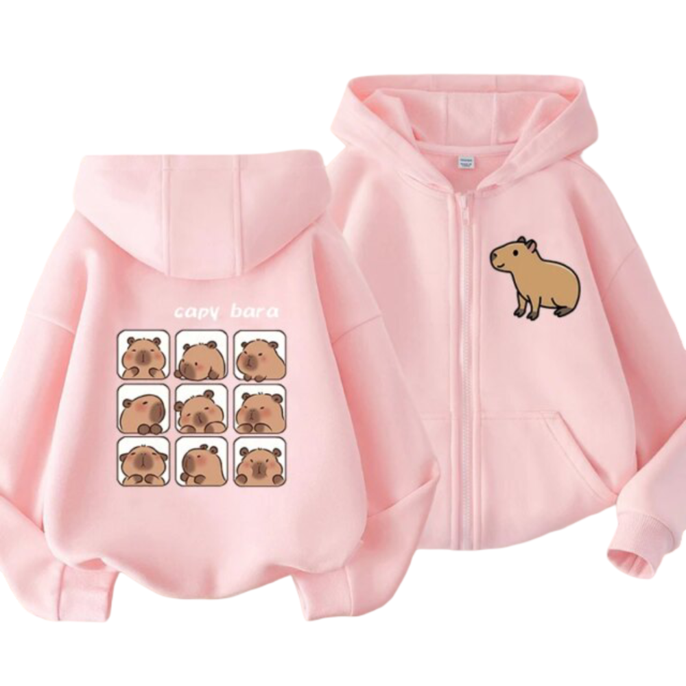 Kawaii Anime Capybara Zipper Sweatshirt