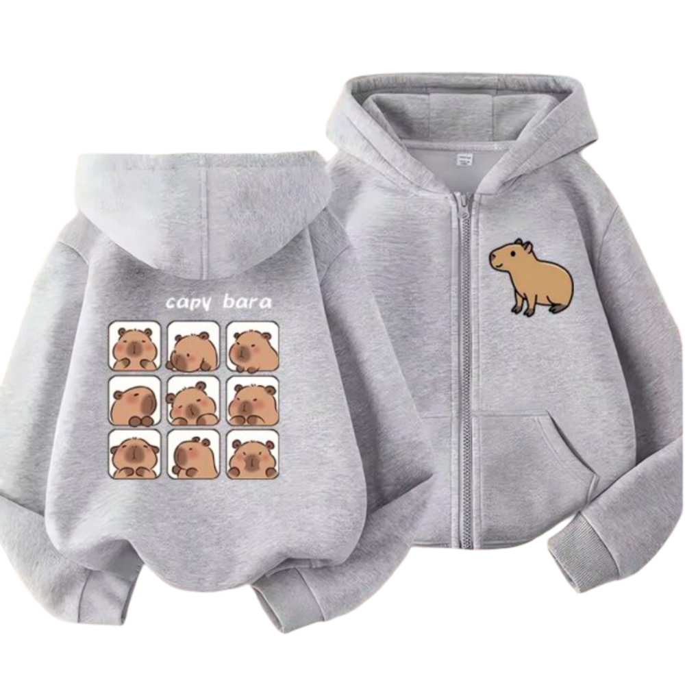 Kawaii Anime Capybara Zipper Sweatshirt