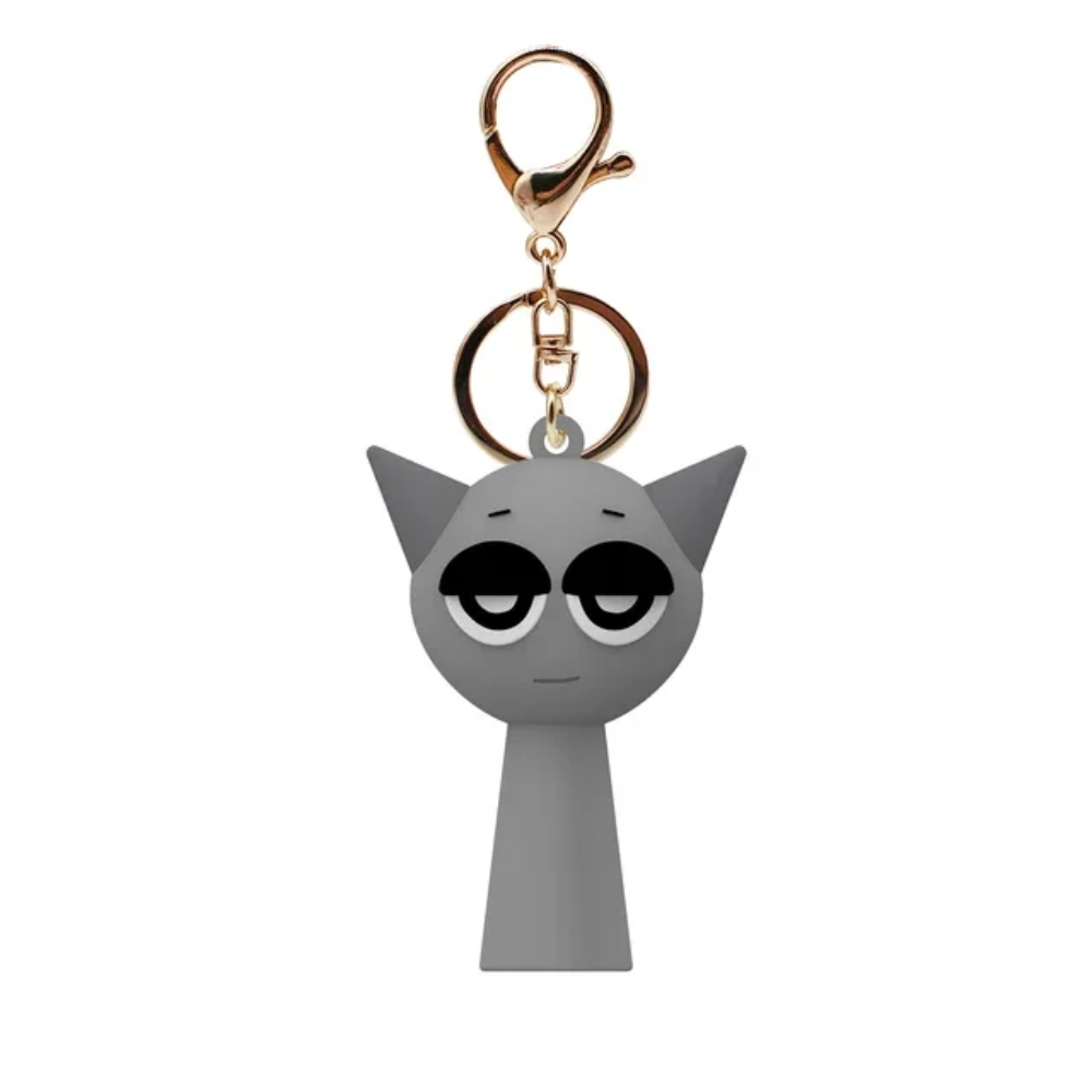 Kawaii Cartoon Sprunki Gray Keychain