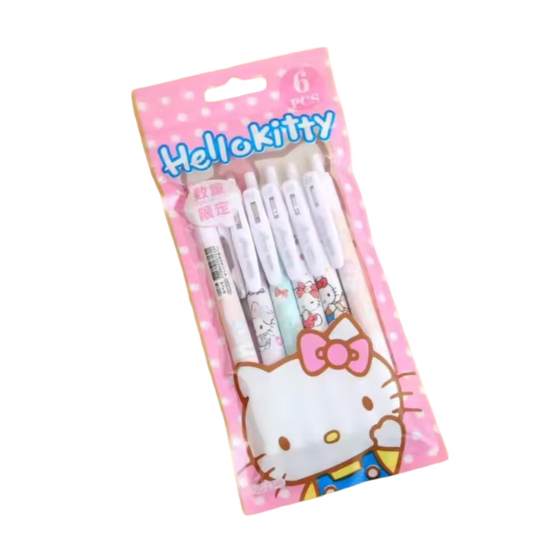 6Pcs/Set Sanrio Cartoon Hello Kitty Kawaii Gel Pen