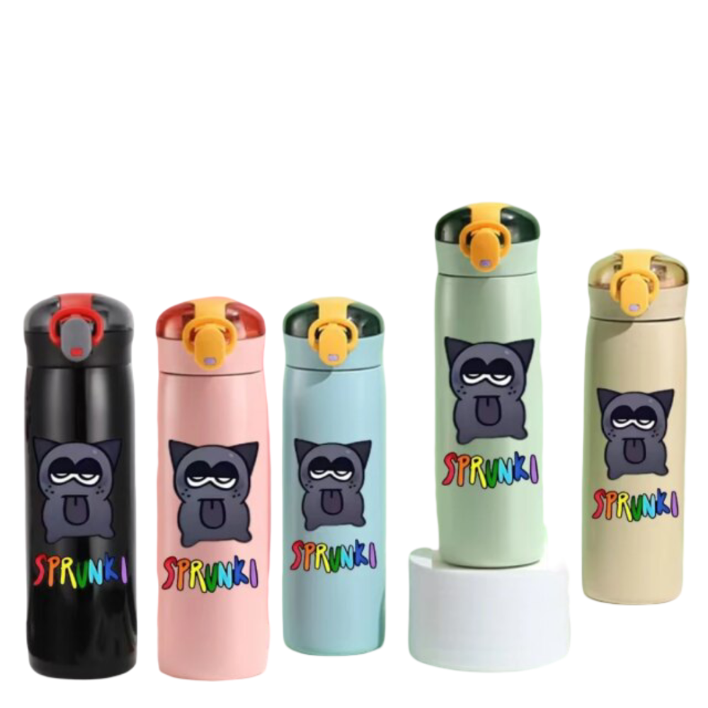 460ml Kawaii Sprunki Gray Insulated Water Bottle