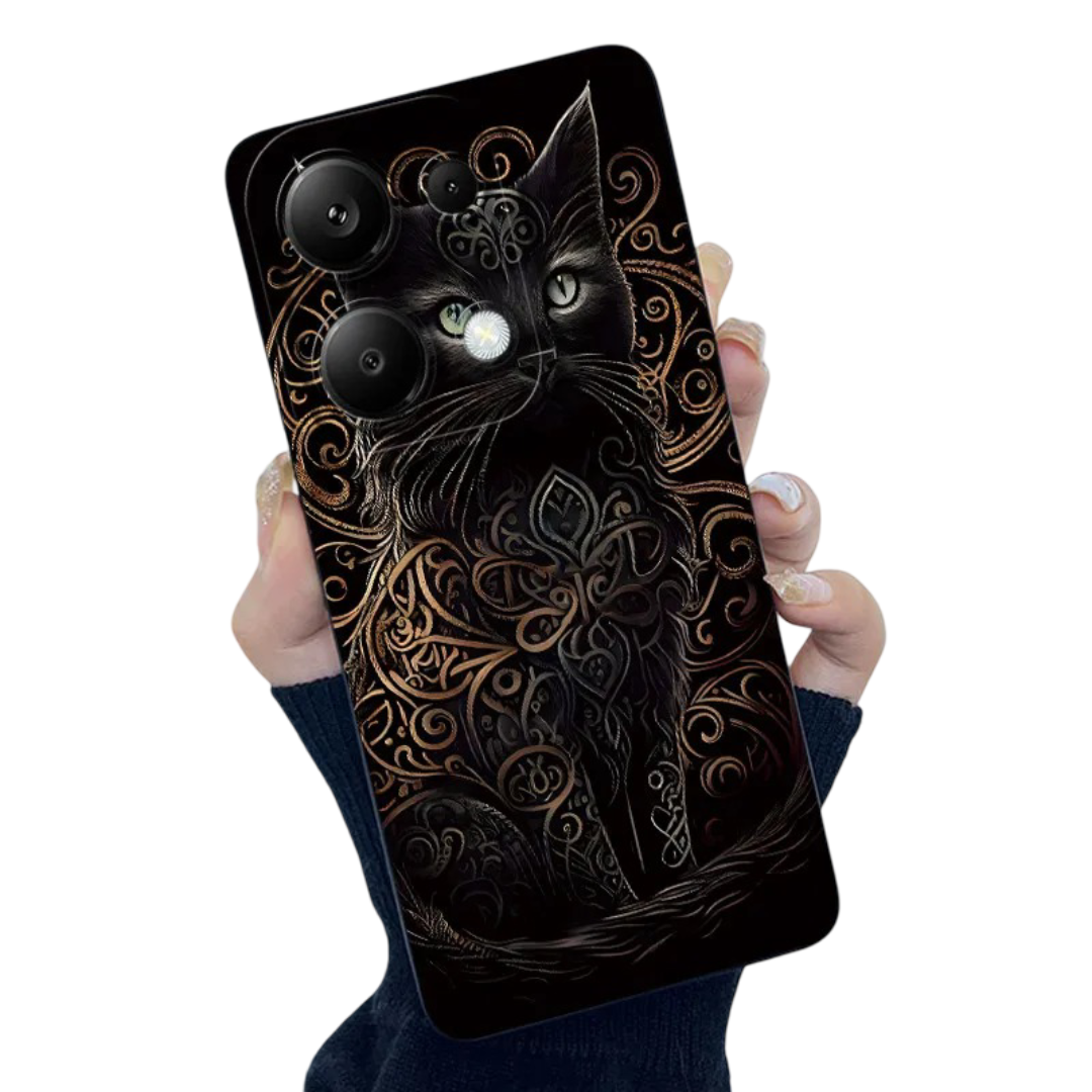 Kawaii Black Cat Phone Case For Xiaomi
