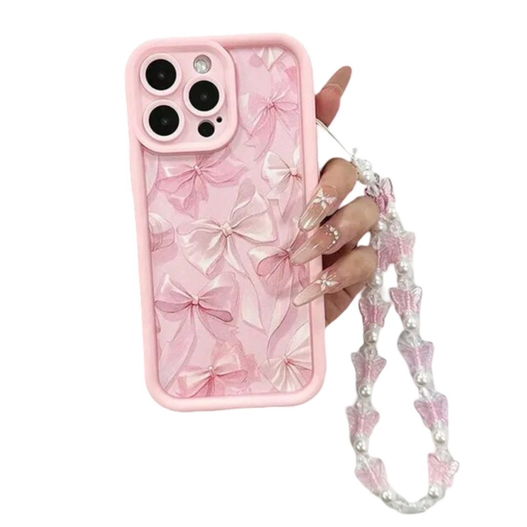 Kawaii Pink Bow Pattern Silicone Phone Case For iPhone 