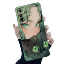 Kawaii Amine Girl With Cat Phone Case For Samsung Galaxy Kawaii Amine Girl With Cat Phone Case For Samsung Galaxy