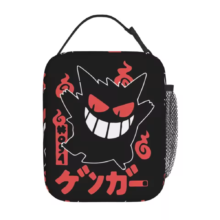 Cartoon Kawaii Pokemon Gengar Black Insulated Lunch Bag Cartoon Kawaii Pokemon Gengar Black Insulated Lunch Bag