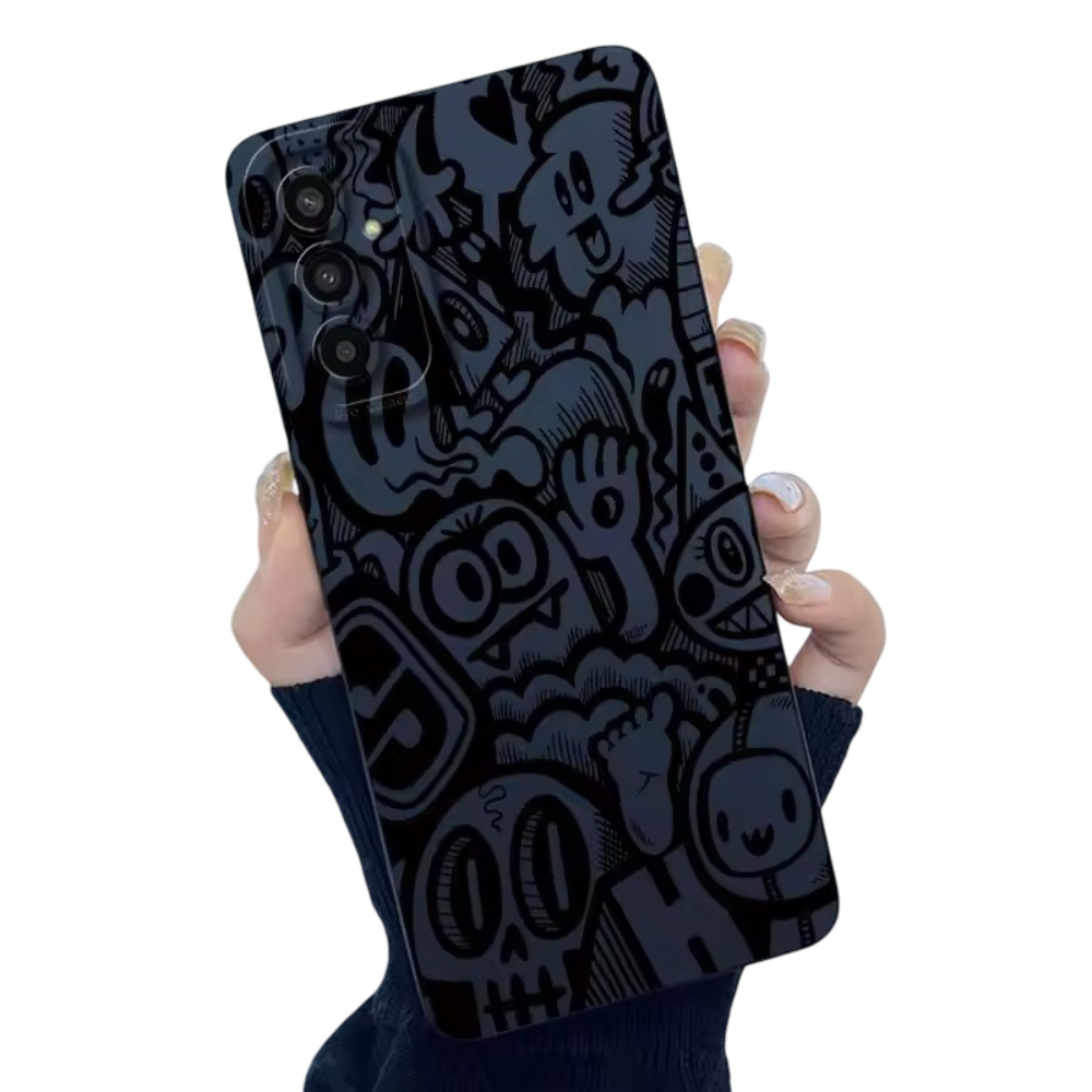 Kawaii Wotto Pattern Black Phone Case For Samsung Galaxy Kawaii Wotto Pattern Black Phone Case For Samsung Galaxy