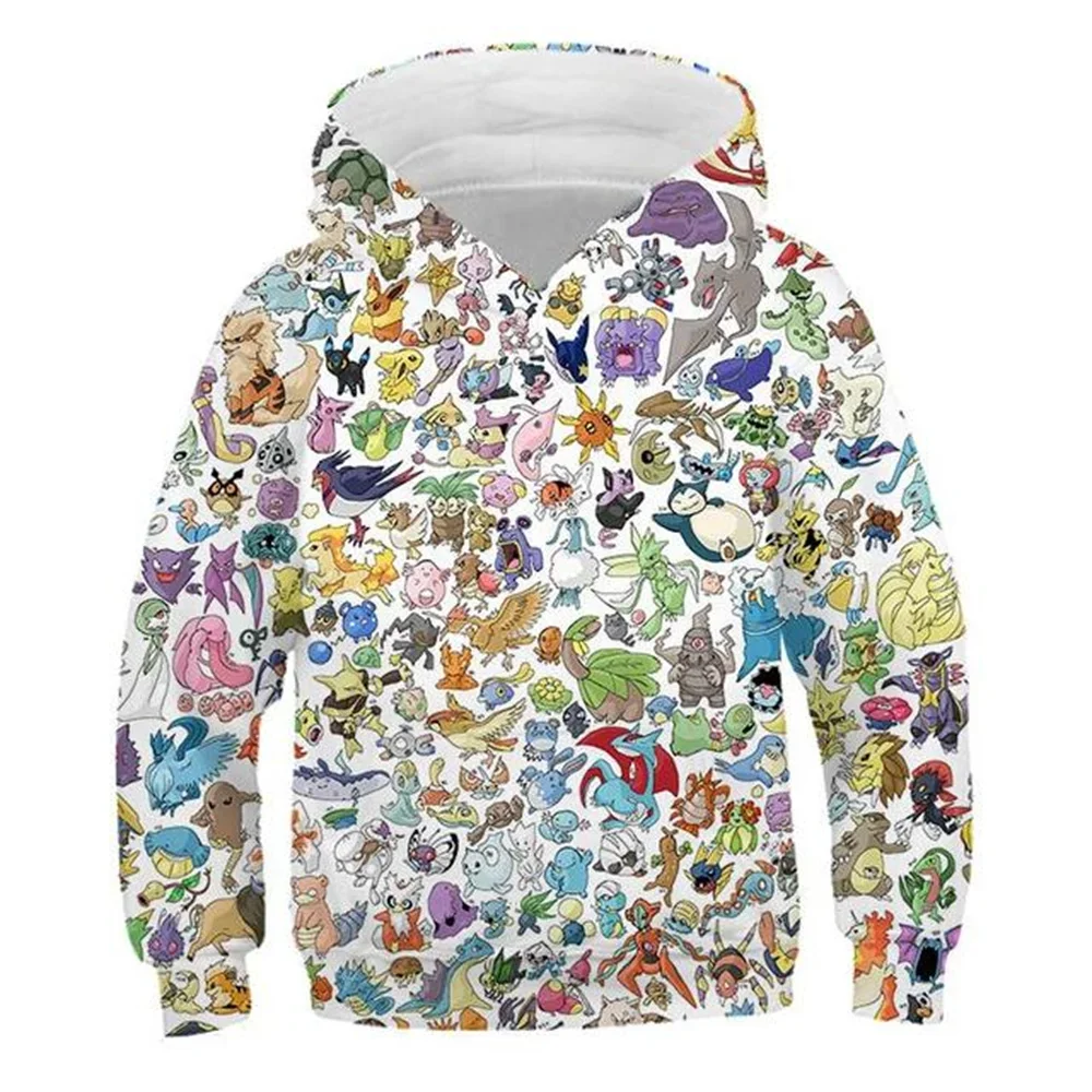 Kawaii Cartoon Pokemon Character Printed Hoodie