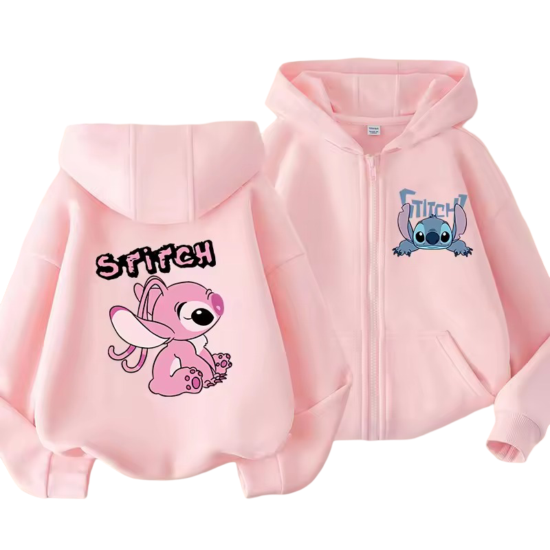Kawaii Stitch And Angel Zipper Sweatshirt Kawaii Stitch And Angel Zipper Sweatshirt