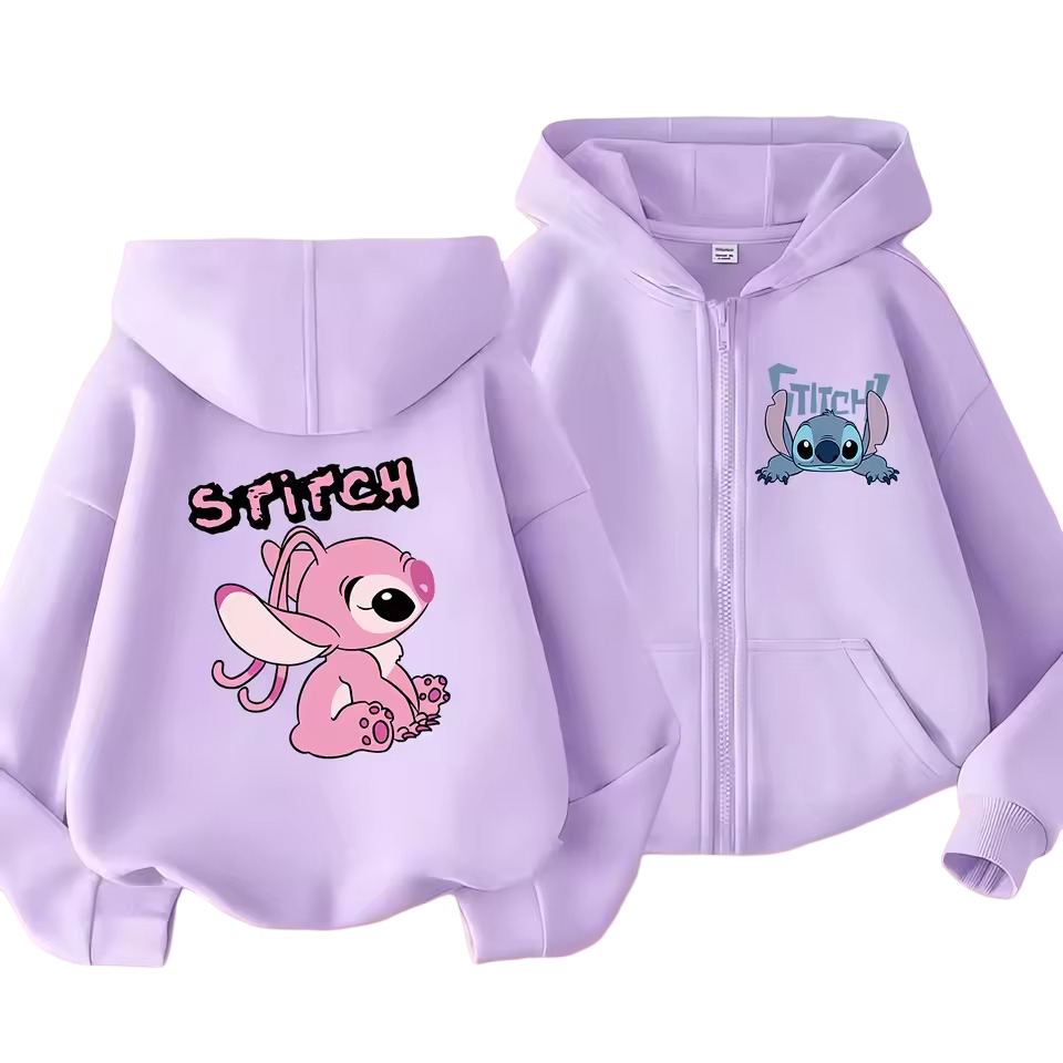 Kawaii Stitch And Angel Zipper Sweatshirt Kawaii Stitch And Angel Zipper Sweatshirt