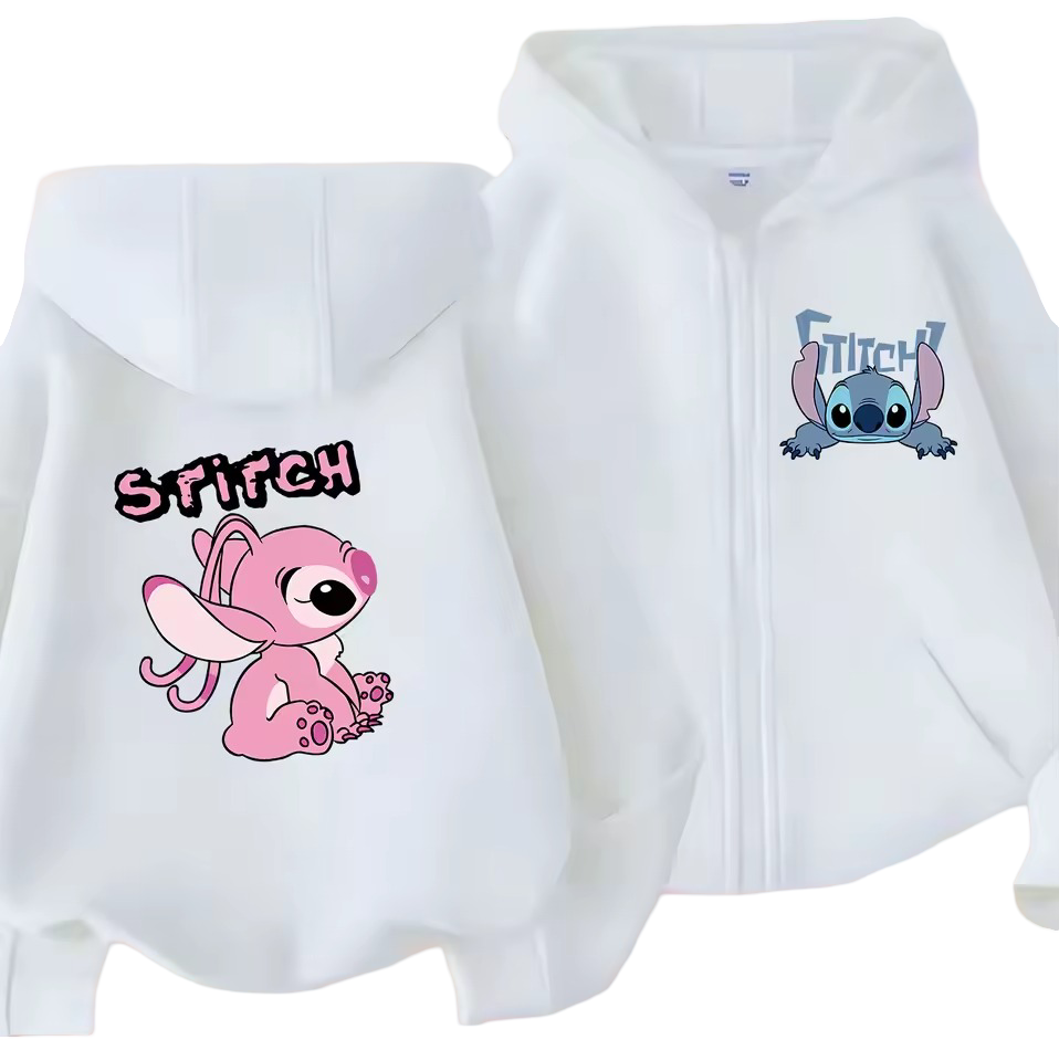 Kawaii Stitch And Angel Zipper Sweatshirt Kawaii Stitch And Angel Zipper Sweatshirt