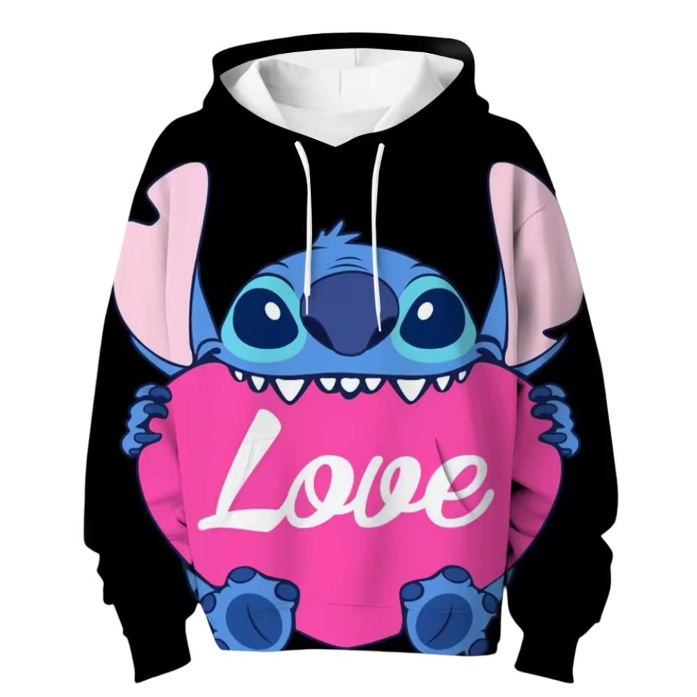 Kawaii Cartoon Stitch Black Sweatshirt