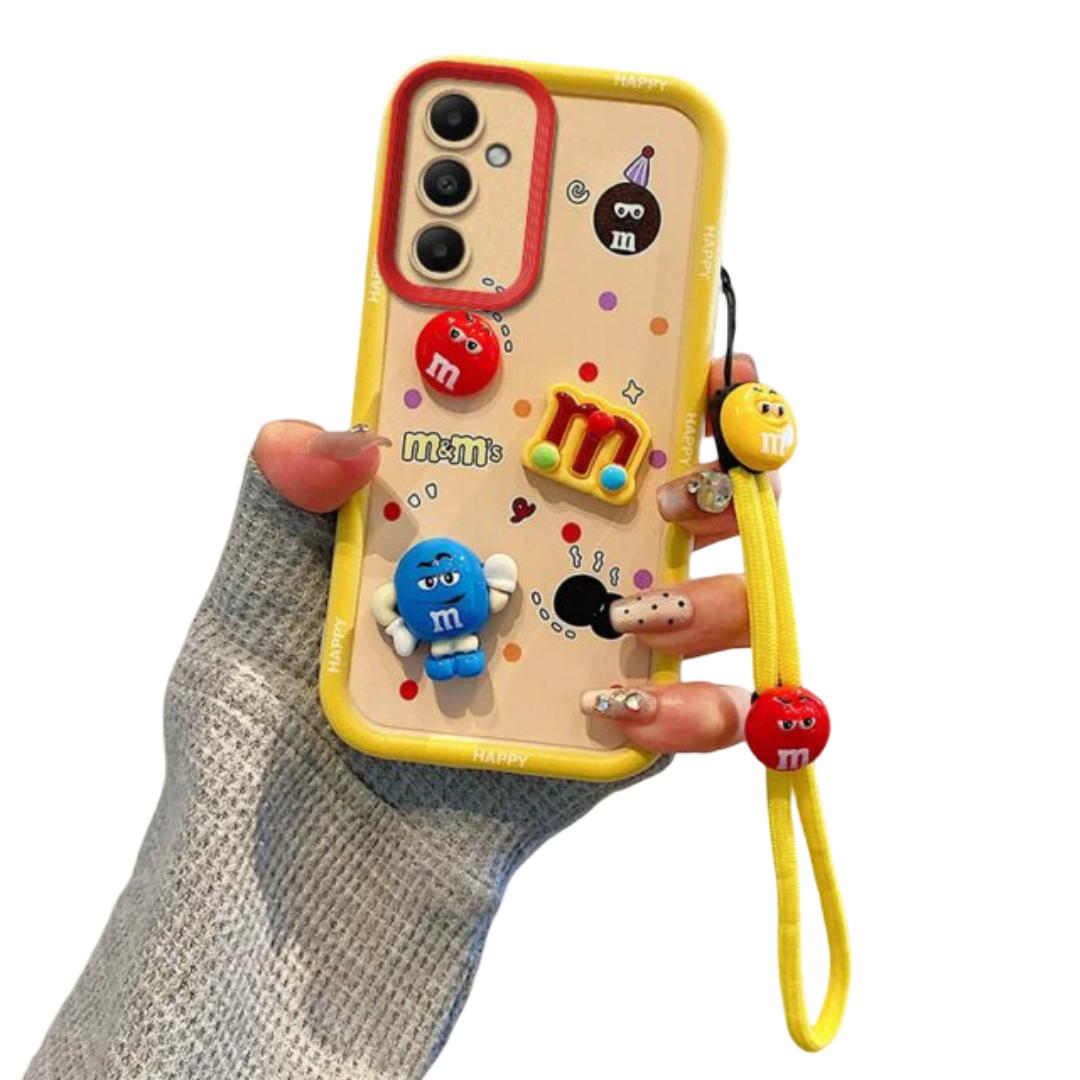 Kawaii iHip M&M Plush Phone Case With Strap For Huawei Honor