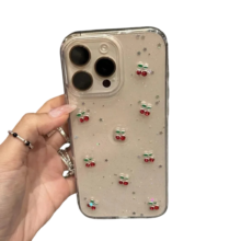 Kawaii Cherry Glitter Clear Phone Case For iPhone Kawaii Cherry Glitter Clear Phone Case For iPhone