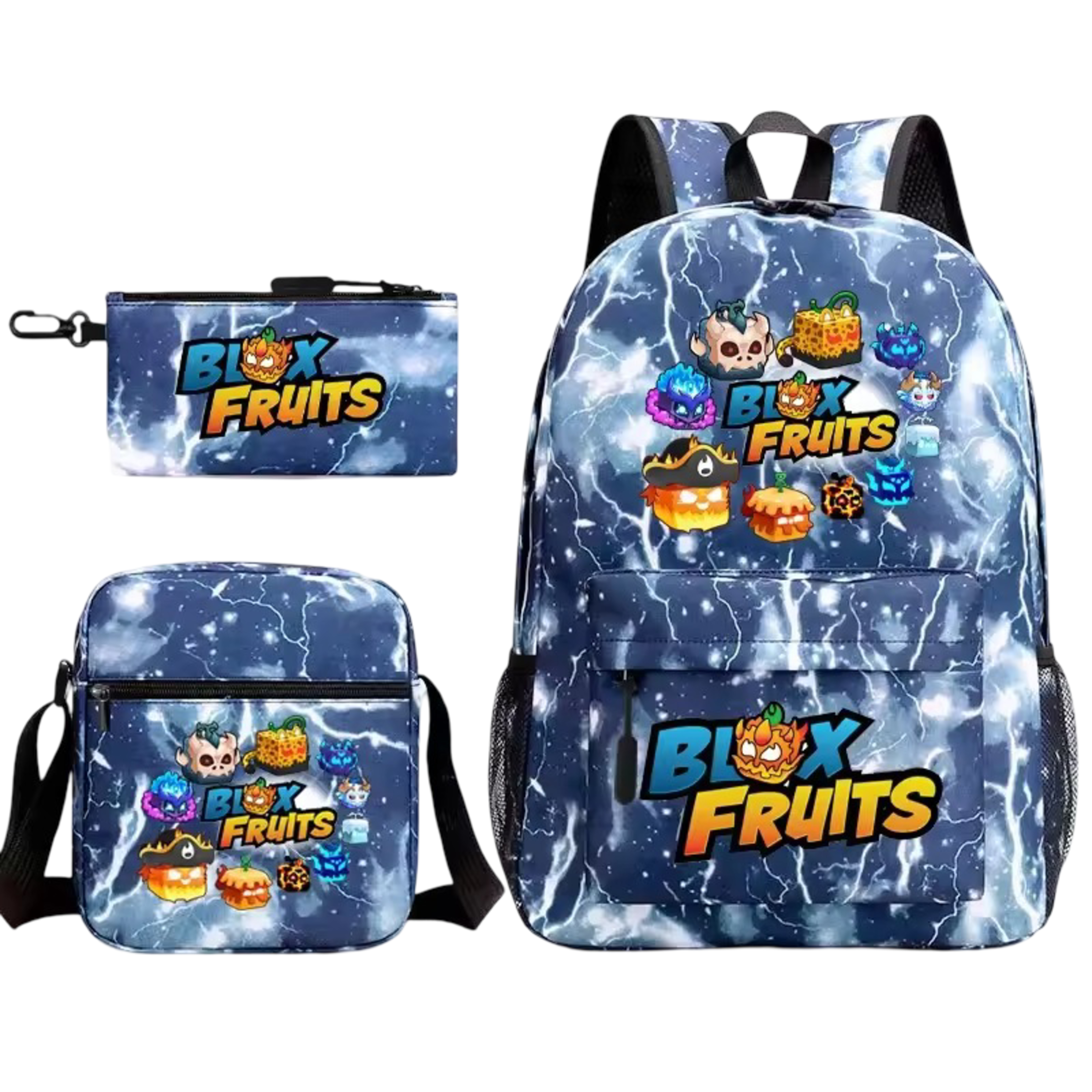 3pcs Kawaii Blox Fruits Character School Bag 3pcs Kawaii Blox Fruits Character School Bag