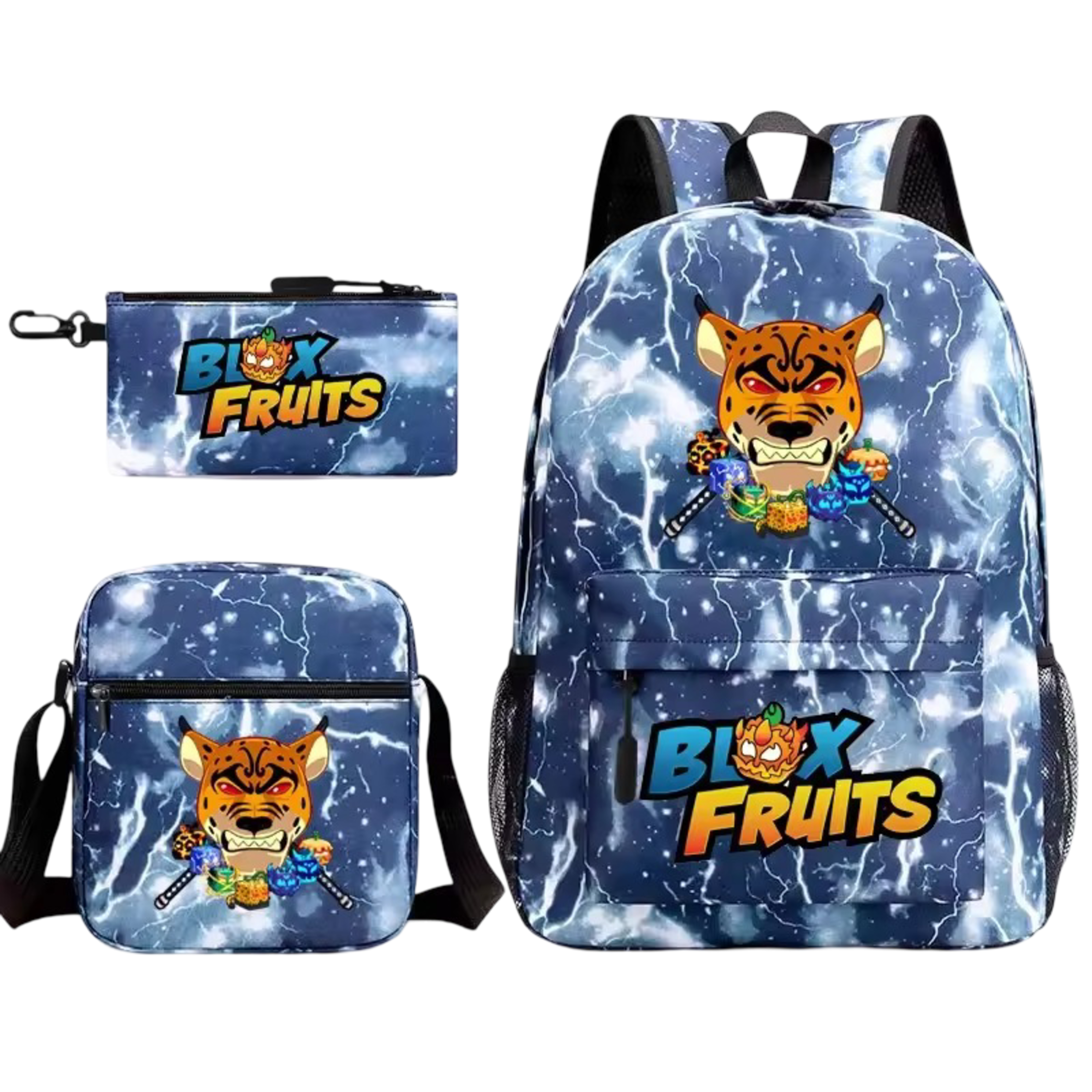 3pcs Kawaii Blox Fruits Character School Bag 3pcs Kawaii Blox Fruits Character School Bag