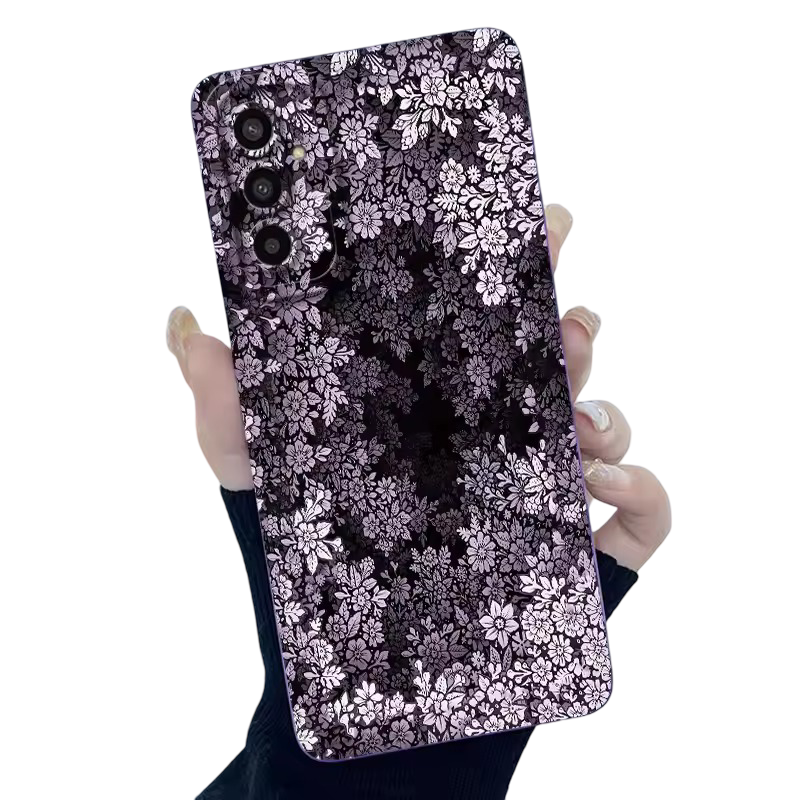 Kawaii Silver Pattern Flower Phone Case For Samsung Galaxy
